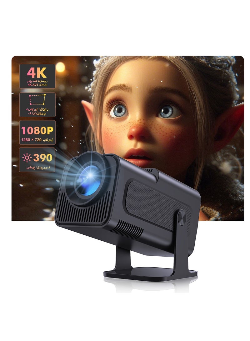 Mini Projector with WIFI 6 and Bluetooth 5, HY320 Full HD 4K Support, 390ANSI Android 11 Smart Portable Projector, Auto Keystone 180°Rotatable 4K Movie Projectors for Home Outdoor Bedroom - Image 1