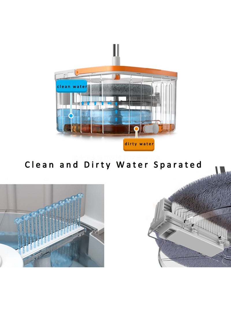 CityRiya-Long - Clean Mop and Bucket Set 360° Spinning Flat Mop Floor Mop & Bucket Set with Self Separation System for Dirty/Clean Water Spin Mop Floor Mop Bucket Cleaning System for Home Kitchen - Image 1