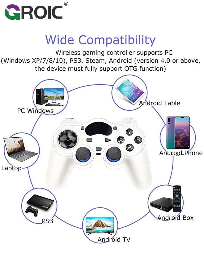 GROIC Wireless PC Controller, Wireless USB Controller /Android/PC/Desktop/Laptop, PC Game Controller for PC for Steam Controller for PC, White - Image 2