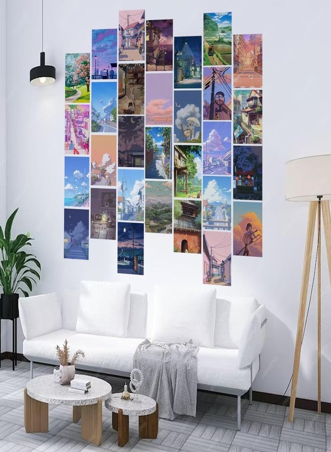 Kitty Cat® Anime Scenery Aesthetic Wall Collage Kit || 30 Unique Poster Set + Free Tape, 4x6in Each, Posters: Dorm, Hostel Essential, Aesthetic Room Decor, Posters for Room Decoration (A) - Image 4