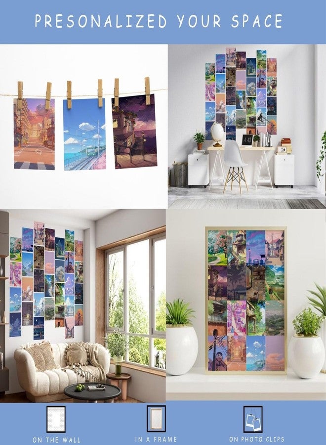 Kitty Cat® Anime Scenery Aesthetic Wall Collage Kit || 30 Unique Poster Set + Free Tape, 4x6in Each, Posters: Dorm, Hostel Essential, Aesthetic Room Decor, Posters for Room Decoration (A) - Image 3