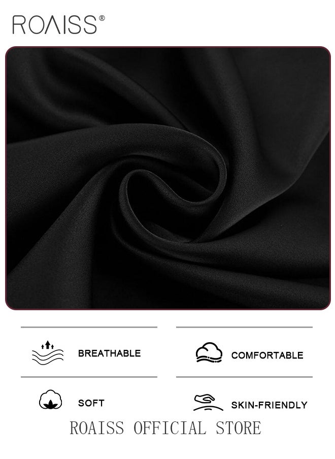 roaiss Stylish Women Silk Satin Midi Skirt Solid Color Design Flattering for All Leg Types Comfortable and Elegant Ladies Long Length Skirt  - Image 4