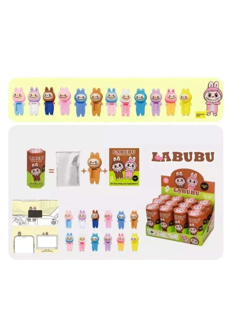 Labubu Hipsters Blind Box Set – 12pcs Cute PVC Cartoon Figure Dolls, Attachable Phone Stickers, Mystery Collectible Toys for Car & Desktop Decoration, Removable Adhesive, Trendy Mini Figurines, Surprise Gift for Fans - Image 2