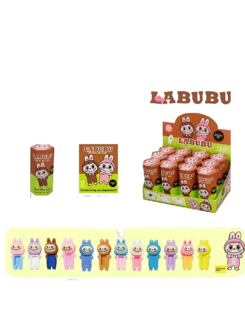 Labubu Hipsters Blind Box Set – 12pcs Cute PVC Cartoon Figure Dolls, Attachable Phone Stickers, Mystery Collectible Toys for Car & Desktop Decoration, Removable Adhesive, Trendy Mini Figurines, Surprise Gift for Fans - Image 1