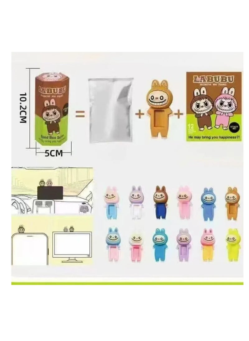 Labubu Hipsters Blind Box Set – 12pcs Cute PVC Cartoon Figure Dolls, Attachable Phone Stickers, Mystery Collectible Toys for Car & Desktop Decoration, Removable Adhesive, Trendy Mini Figurines, Surprise Gift for Fans - Image 4