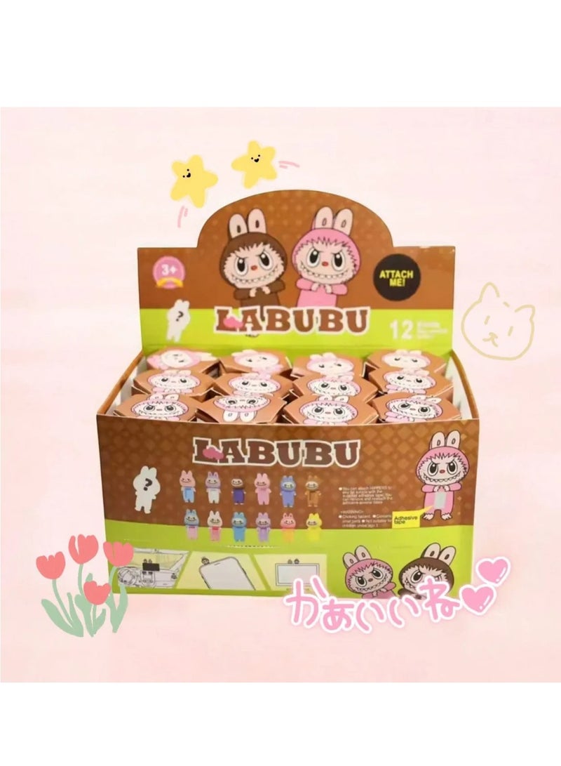 Labubu Hipsters Blind Box Set – 12pcs Cute PVC Cartoon Figure Dolls, Attachable Phone Stickers, Mystery Collectible Toys for Car & Desktop Decoration, Removable Adhesive, Trendy Mini Figurines, Surprise Gift for Fans - Image 5