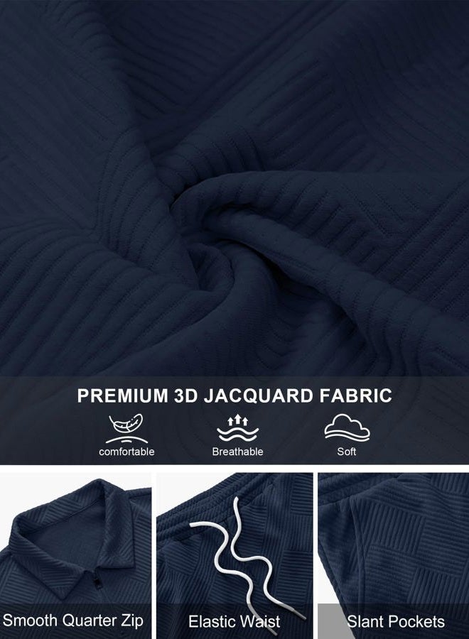 PLEPAN Men's Polo Shirt and Shorts Set Summer Outfits Fashion Casual Short Sleeve Polo Suit for Men 2 Piece Short Set X-Large Dark Blue - Image 5