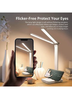 Generic 2 في 1 مصباح مكتب LED قابل للتعديل 120 درجة مصباح مكتبي للعناية بالعين قابل للدوران برأس مزدوج مكتب مهندس LED لمنضدة عمل المكتب المنزلي (النوع C) (أبيض بارد وأبيض دافئ))  - Image 3