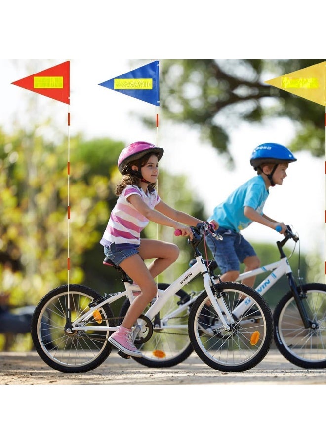 4PCS Bike Safety Flag Heavy Duty Fiberglass Pole, Polyester Full Color Tear-Resistant Waterproof Orange Double-Sided Reflective - Image 2