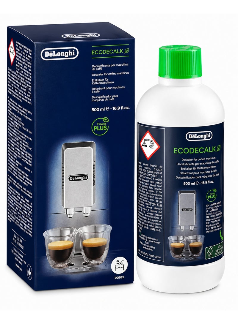 De'Longhi, EcoDecalk, Descaler, Coffee Machine Cleaner, Espresso Machine, Limescale Remover, 500ml, Original. - Image 1