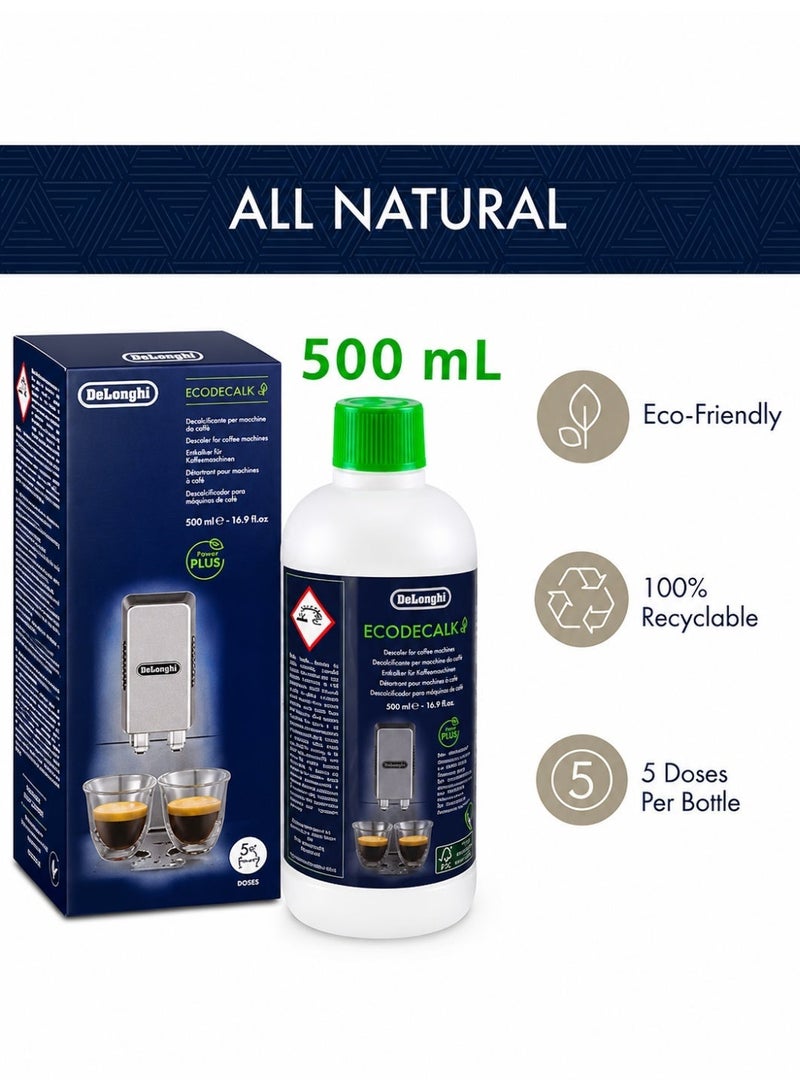 De'Longhi, EcoDecalk, Descaler, Coffee Machine Cleaner, Espresso Machine, Limescale Remover, 500ml, Original. - Image 2