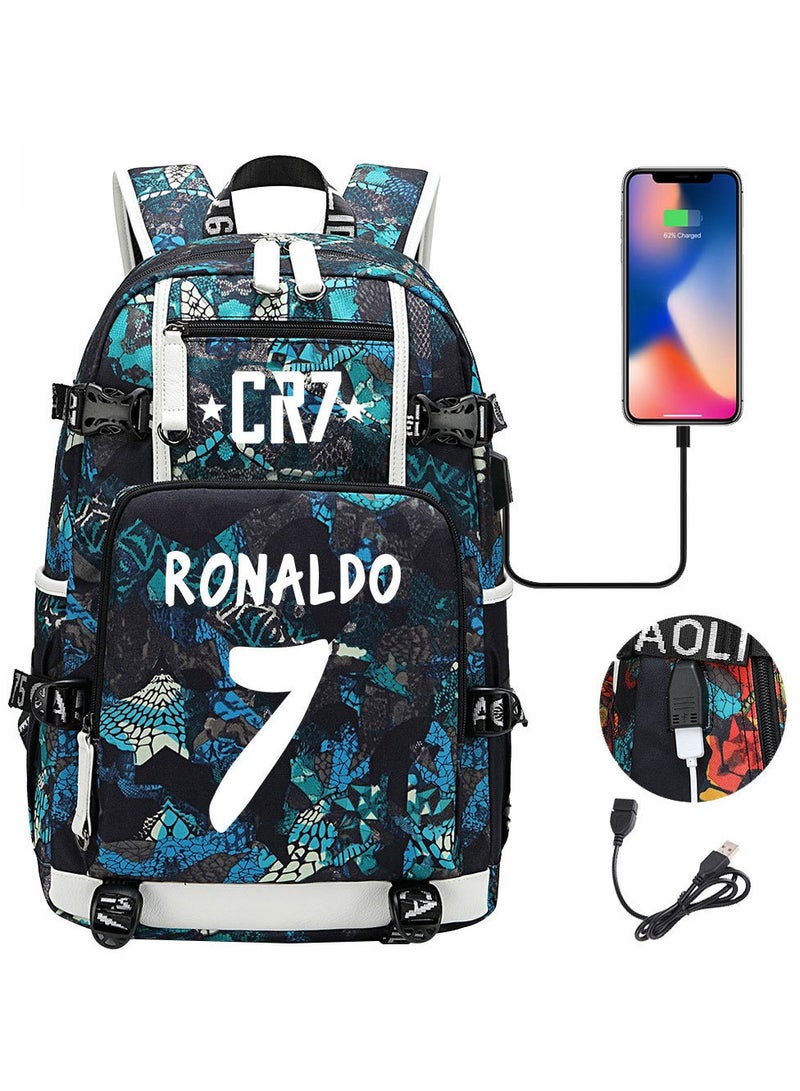 CR7 USB Printed Earphones For Youth Leisure Travel Backpack 