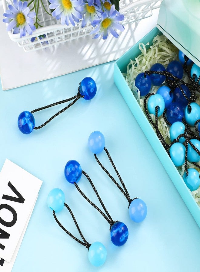 Jutom 24 Pieces Hair Tie Balls 20mm Bubble Ponytail Holders for Girls Double Bead Bubble 80s 90s Hair Balls Tie Elastic Accessories for Baby Toddler(Blue Series) - Image 3