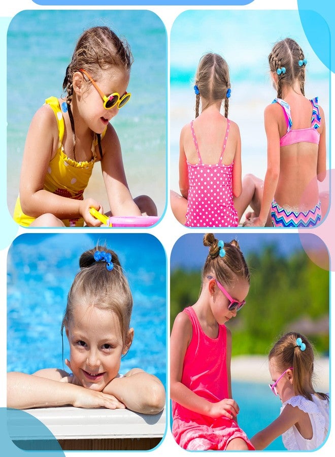 Jutom 24 Pieces Hair Tie Balls 20mm Bubble Ponytail Holders for Girls Double Bead Bubble 80s 90s Hair Balls Tie Elastic Accessories for Baby Toddler(Blue Series) - Image 5