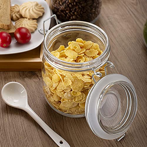 pepplo Glass Kitchen Storage Canister Mason Jars with Lids, 500ml Airtight Glass Canister with Hinged Lid，Perfect for Kitchen Canning Cereal,Pasta,Sugar,Beans (500ML, Pack of 2) - Image 5