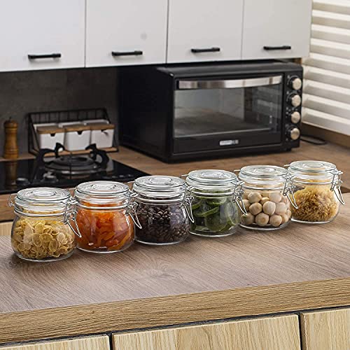 pepplo Glass Kitchen Storage Canister Mason Jars with Lids, 500ml Airtight Glass Canister with Hinged Lid，Perfect for Kitchen Canning Cereal,Pasta,Sugar,Beans (500ML, Pack of 2) - Image 3