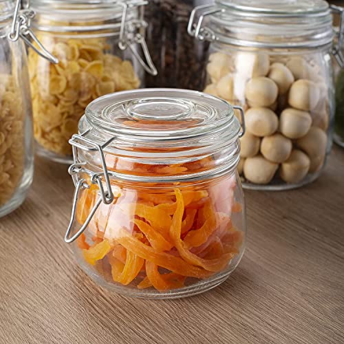 pepplo Glass Kitchen Storage Canister Mason Jars with Lids, 500ml Airtight Glass Canister with Hinged Lid，Perfect for Kitchen Canning Cereal,Pasta,Sugar,Beans (500ML, Pack of 2) - Image 4