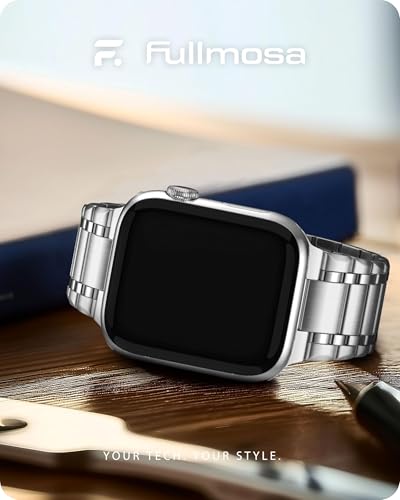 Fullmosa Bands Compatible with Apple Watch Band 41mm 40mm 38mm Stainless Steel iWatch Band with Case for Apple Watch Series 9 8 7 6 5 4 3 2 1 SE321 Silver - Image 3