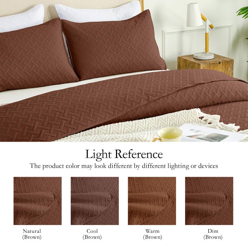 FLYMME King Size Quilt Bedding Set Terracotta Lightweight Bedspreads Set Soft Microfiber Bed Coverlet 3 Pieces (1 Quilt  2 Shams) - Image 4