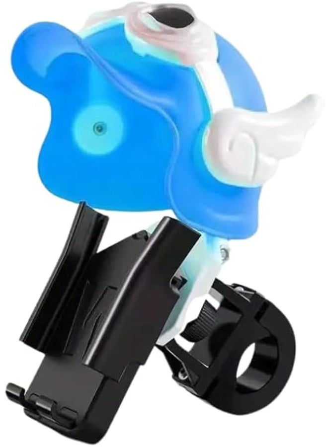 Mobile Phone Bicycle Mount, Cool Blue Cartoon Design, Adjustable Handlebar Holder with Sunglasses - Image 1