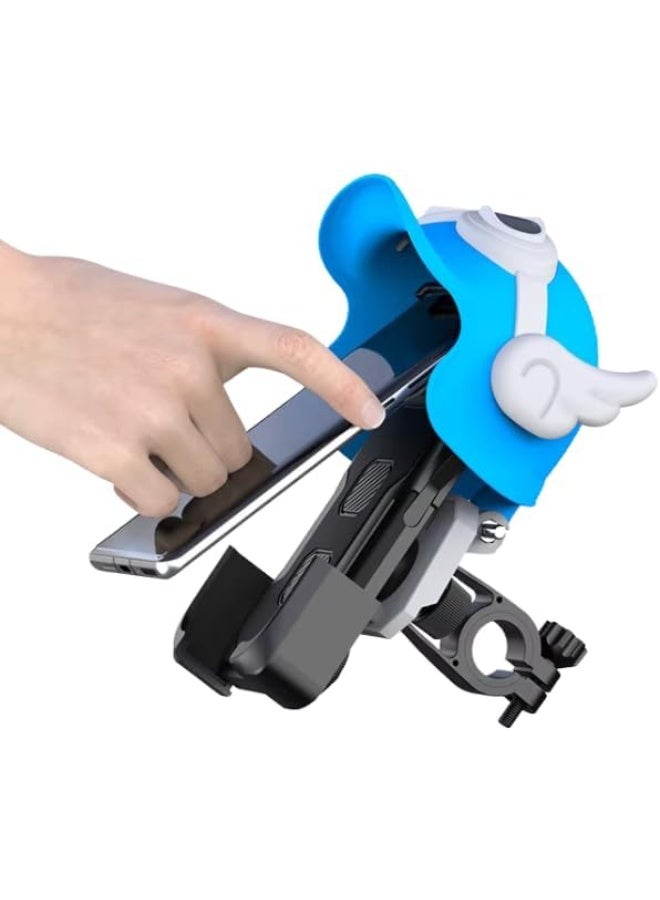 Mobile Phone Bicycle Mount, Cool Blue Cartoon Design, Adjustable Handlebar Holder with Sunglasses - Image 3