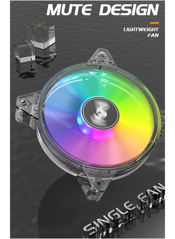 كريستال مراوح هيكل الكمبيوتر RGB، مراوح تبريد هيكل RGB هادئة 120 مم، مزامنة ARGB PWM 5 فولت، مظهر بلوري، مروحة كمبيوتر عالية الأداء للهيكل، مروحة يتم التحكم في درجة حرارتها  - Image 4