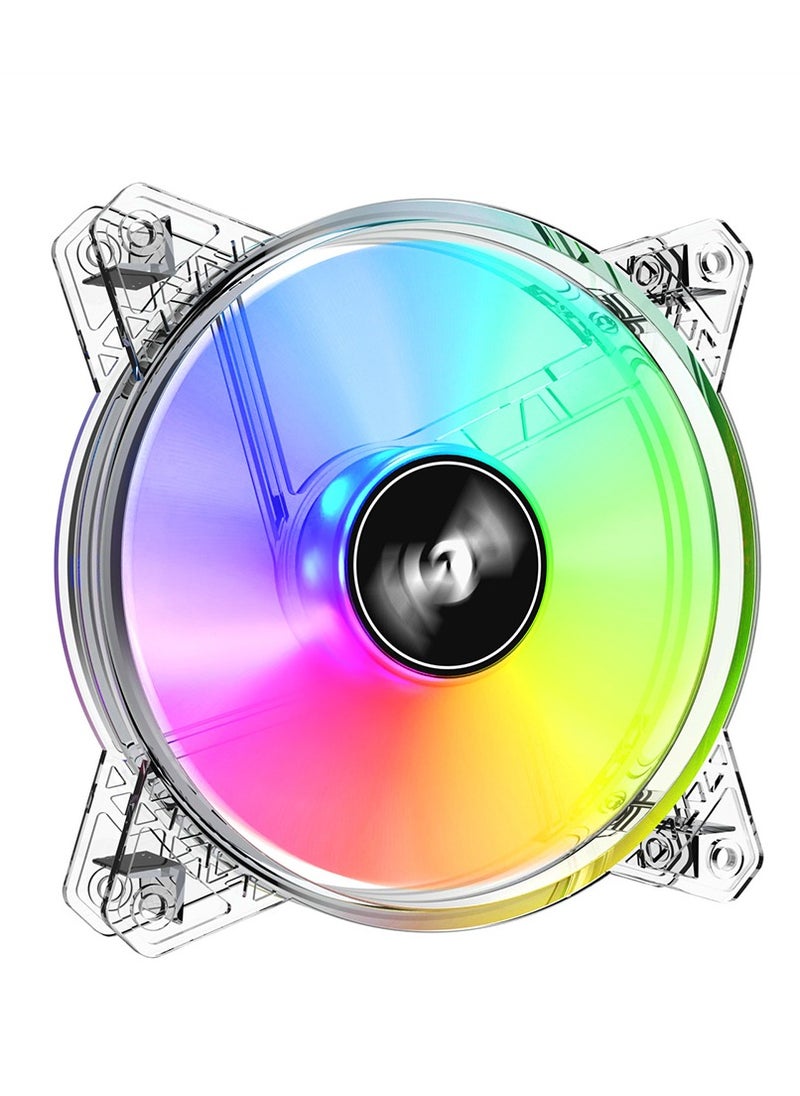 كريستال - مراوح هيكل الكمبيوتر RGB، مراوح تبريد هيكل RGB هادئة 120 مم، مزامنة ARGB PWM 5 فولت، مظهر بلوري، مروحة كمبيوتر عالية الأداء للهيكل، مروحة يتم التحكم في درجة حرارتها - Image 1