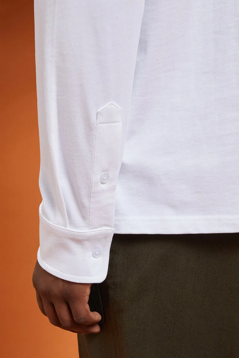 Doppelganger Men's long-sleeved 100% cotton polo - Off White
