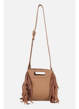 Moda Luxe Women Textured Cross Body Bag 20 L x 20 H x 10 W cm, Tan  - Image 2