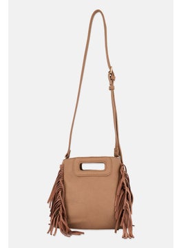 Moda Luxe Women Textured Cross Body Bag 20 L x 20 H x 10 W cm, Tan  - Image 1