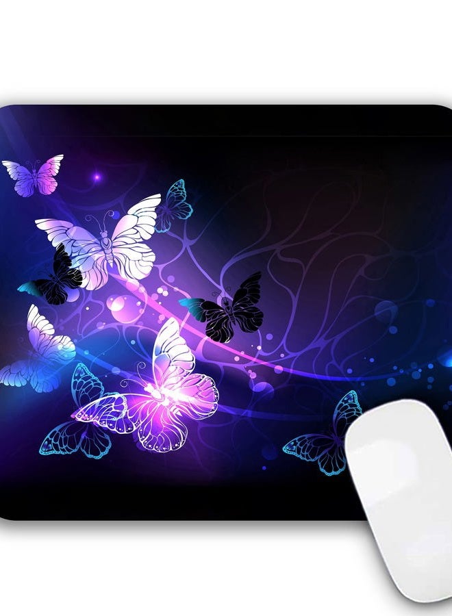 Newplenty Mouse Pad, Gaming Mouse Pad, Non-Slip Rubber Base Mouse Mat with Designs for Laptop, Computer & Office, 9.5 x 7.9 x 0.12 inches (Purple Butterflies) - Image 1