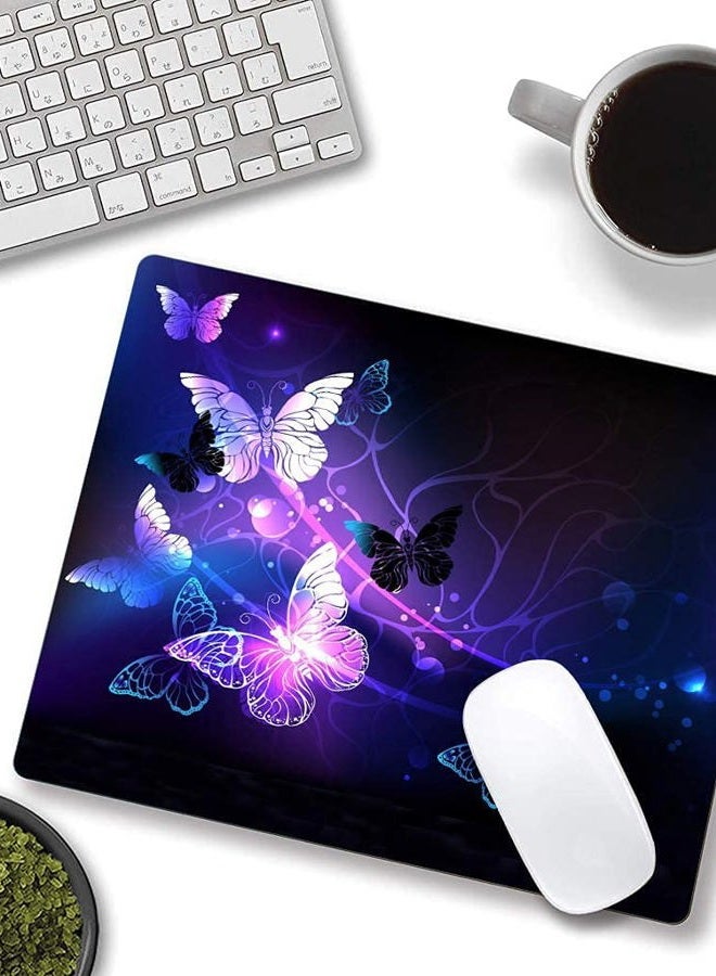 Newplenty Mouse Pad, Gaming Mouse Pad, Non-Slip Rubber Base Mouse Mat with Designs for Laptop, Computer & Office, 9.5 x 7.9 x 0.12 inches (Purple Butterflies) - Image 2