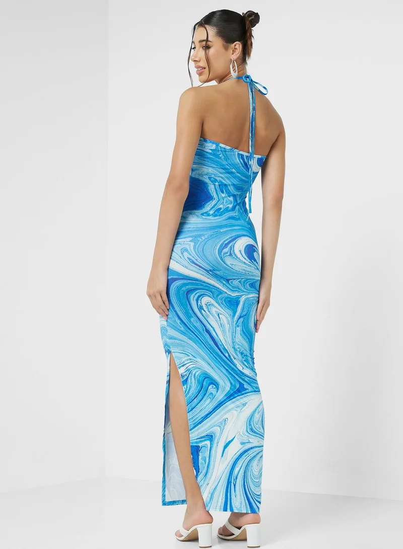 Ginger Swirl Print Halter Dress