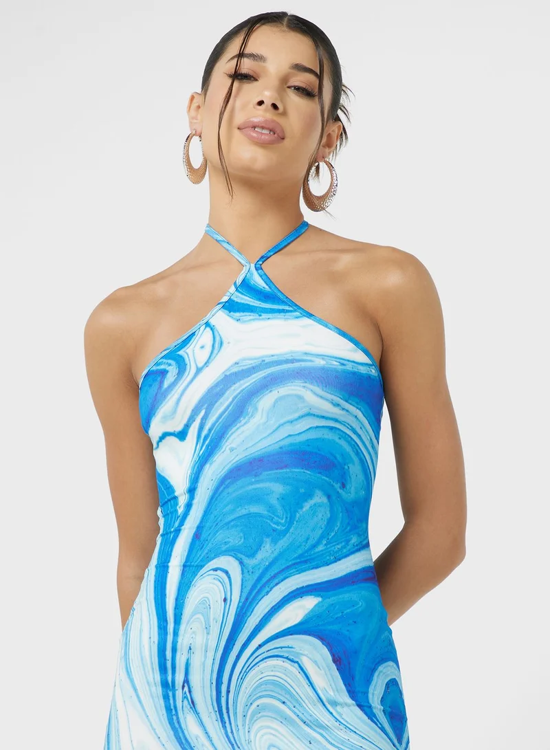 Ginger Swirl Print Halter Dress