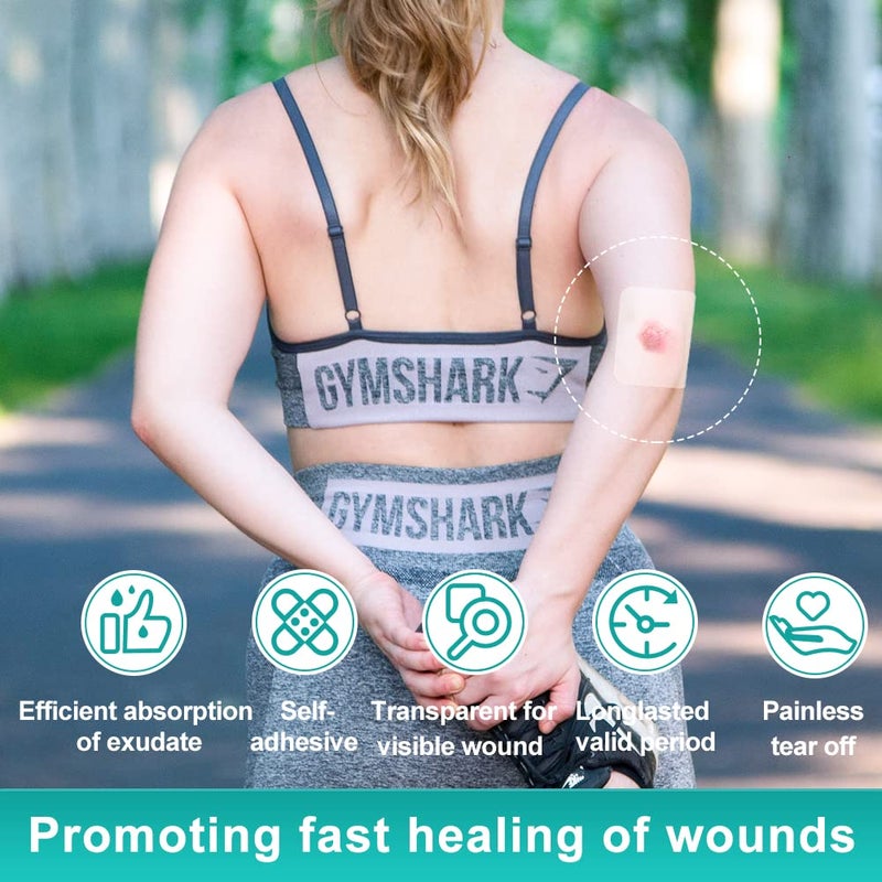 Dimora Hydrocolloid Wound Dressing, 10 Pcs Ultra Thin 4" x 4" Large Patch Bandages with Self-Adhesive, Fast Healing for Bedsore, Burn, Blister, Acne Care, Sterile and Waterproof - Image 3