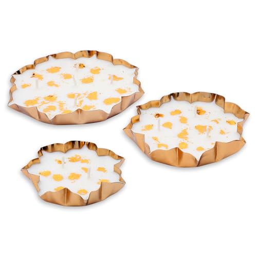 AURA DECOR AuraDecor Wax Lotus Candle Gift Set - Scented Floral Urli Candles of 3 for Gifting & Home Decor (Oudh Vanilla) - Image 5