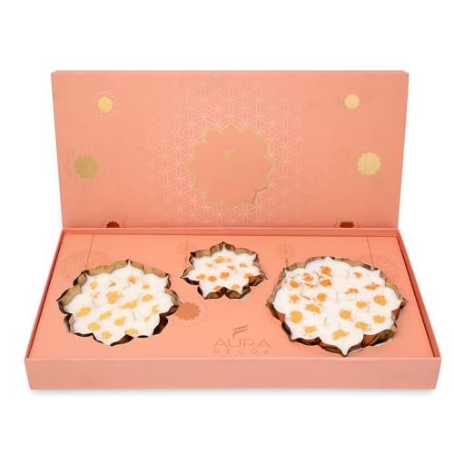 AURA DECOR AuraDecor Wax Lotus Candle Gift Set - Scented Floral Urli Candles of 3 for Gifting & Home Decor (Oudh Vanilla) - Image 2