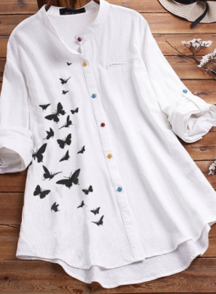 Loquat Women's Spring And Summer New Fashion Printed Cotton Shirt  - Image 1