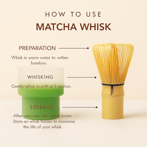 Soko Matcha Whisk Set of 5 | Japanese Handmade Bamboo Chasen Whisk, Scoop, Spoon, Sifter & Ceramic Holder | Traditional Green Tea Ceremony Kit for Home, Kitchen & Handcrafted Tea Tools - Green - Image 3