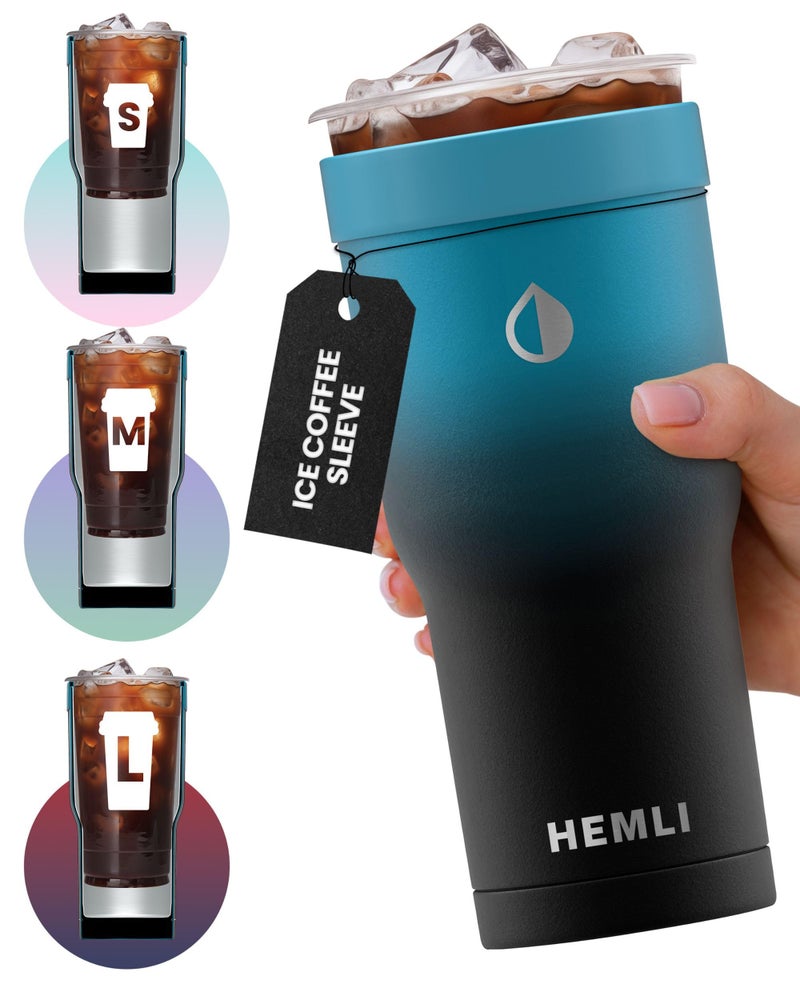 HEMLI Universal Ice Coffee Sleeve Insulator - Insulated Iced Coffee Holder To Go, Insulated Cup Holder for Starbucks Dunkin Donuts McDonalds, Reusable Coffee Sleeve - Image 1