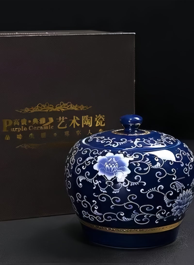 Blue and White Porcelain Tea Canister  - Image 2