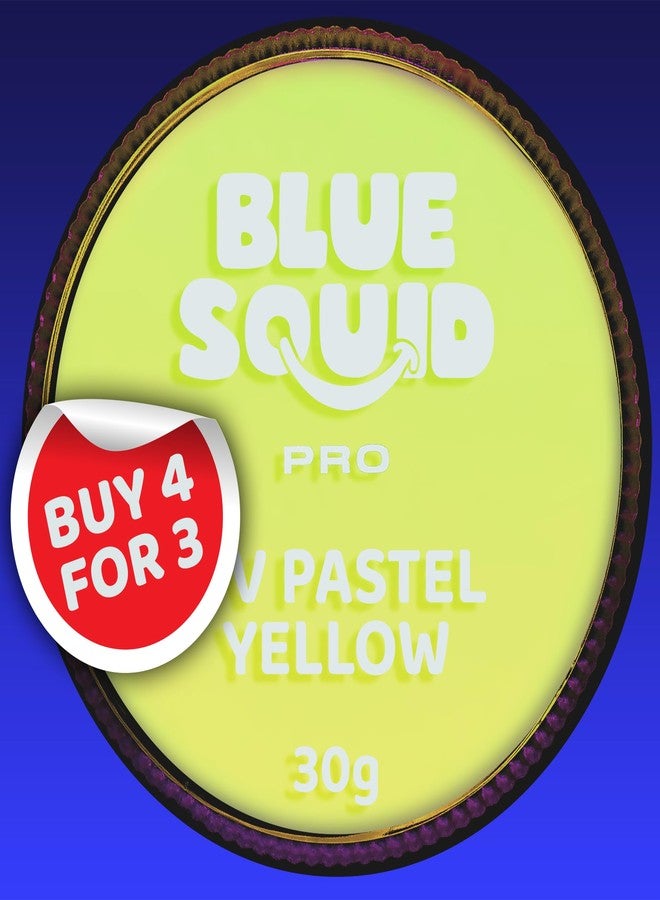Blue Squid PRO Face Paint - Professional Water Based Single Cake Facepaint & Body Paints - SFX Makeup, Kids Adults Face Painting for Costume, Halloween, Cosplay - Ultraviolet Yellow 30g / 1oz - Image 1