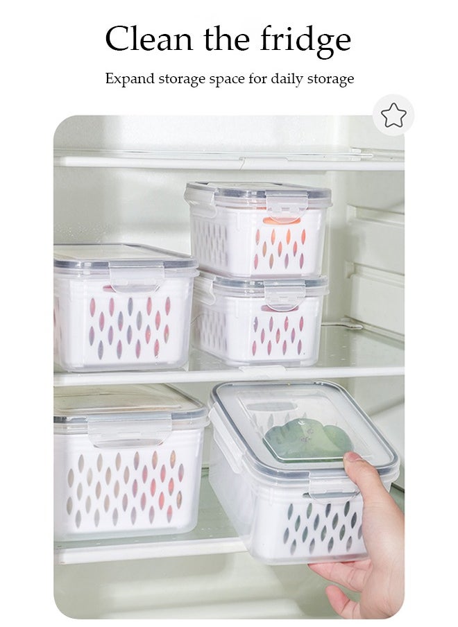 DUNISO 3-Pack Fruit Storage Containers For Fridge， Draining Storage Boxes With Removable Colander, Refrigerator Airtight Vegetables Berries Fresh Salad Containers, Leakproof Durable Airtight Storage Boxes, All-In-One Food Storage Containers For Washing, Draining And Preserving，Grey  - Image 4