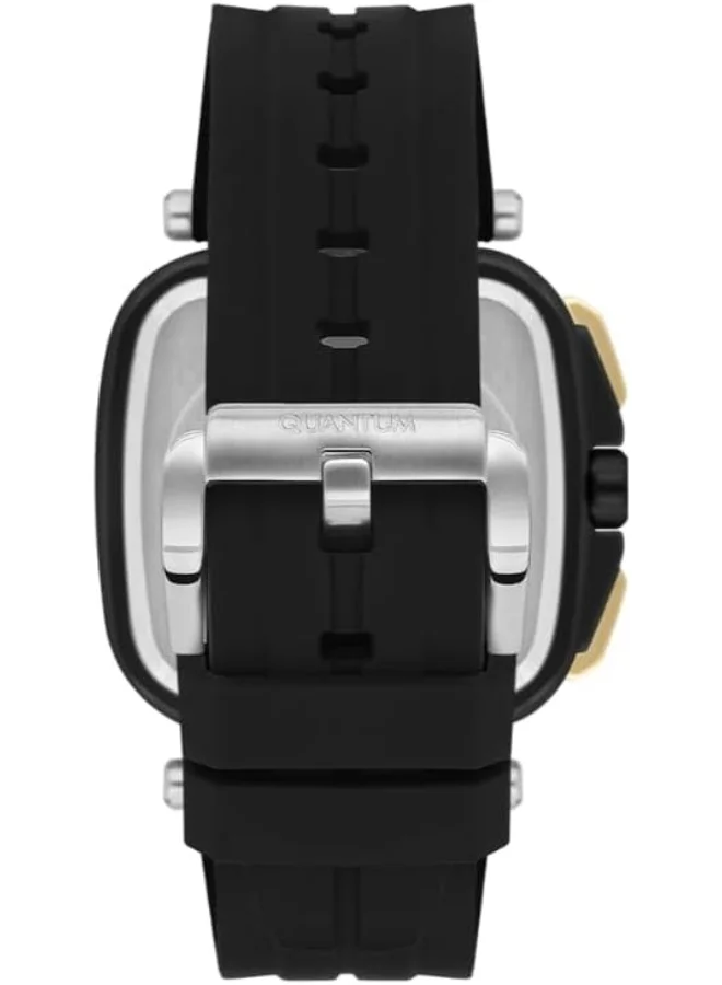 Quantum QUANTUM Men's Watch, Multifunction Display and Silicone Strap - PWG1014.651, Black