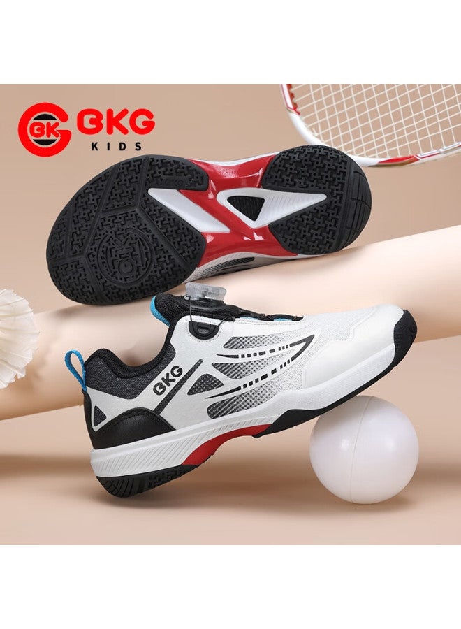 Bkg Kids Badminton Shoes Boys Sports Running Autumn Shock Absorption Non-slip Student Zyq25795 White Black Blue Size 36 - Image 4