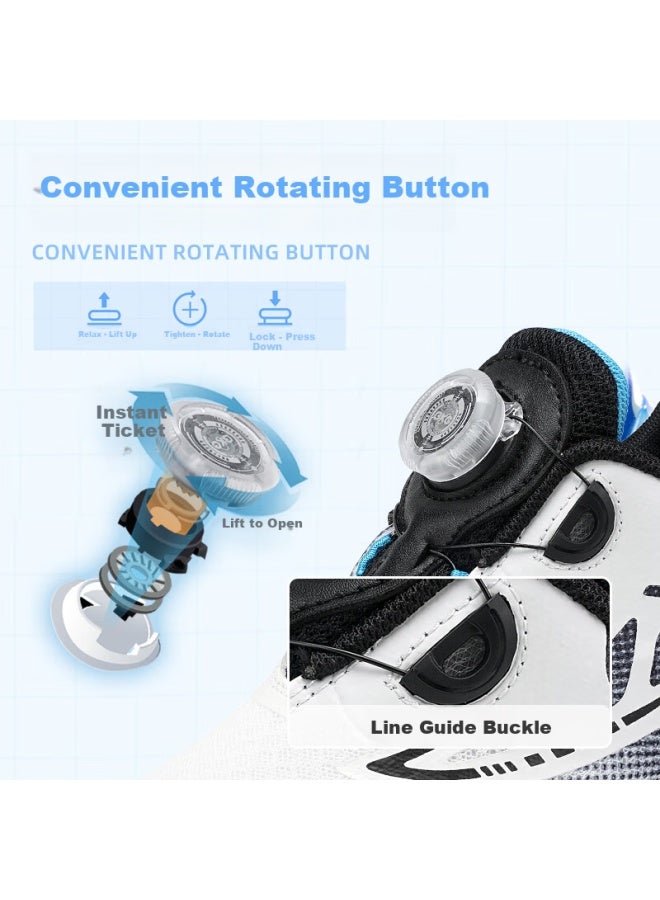 Bkg Kids Badminton Shoes Boys Sports Running Autumn Shock Absorption Non-slip Student Zyq25795 White Black Blue Size 36 - Image 2