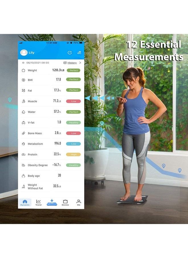 Arabest - Bluetooth Body Fat Scale, Smart LCD Health Wireless Bathroom Weight Scale, Body Composition Analyzer with Smartphone App for 14 Key Body Indicators(BMI/Weight/Body Fat/Resting Heart Rate/Water) - Image 1