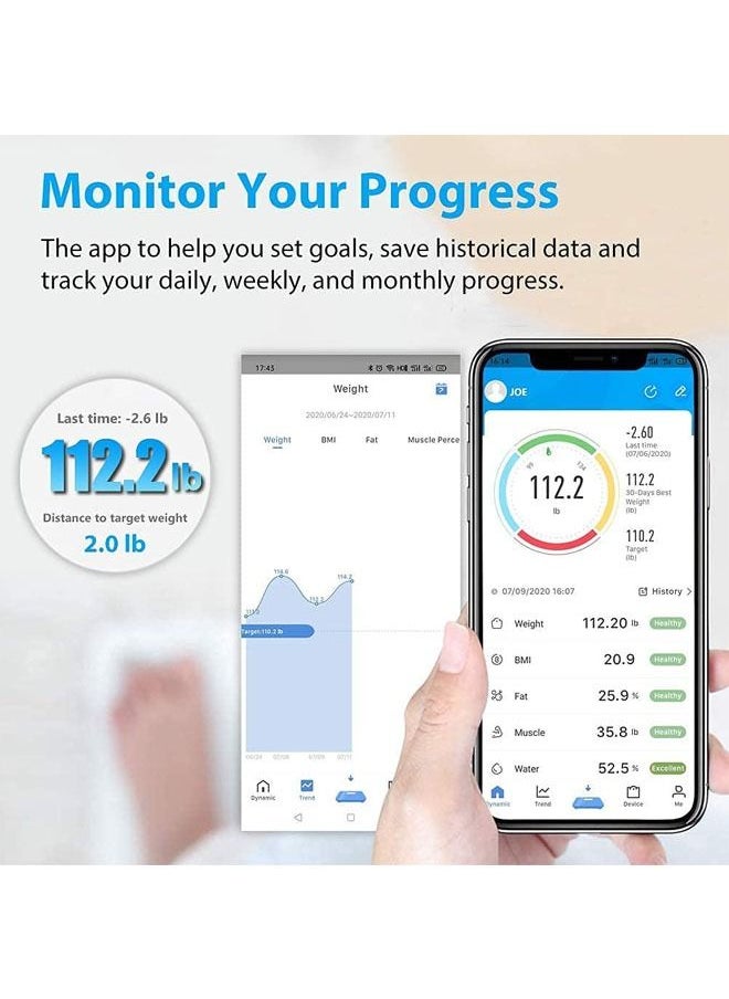 Arabest - Bluetooth Body Fat Scale, Smart LCD Health Wireless Bathroom Weight Scale, Body Composition Analyzer with Smartphone App for 14 Key Body Indicators(BMI/Weight/Body Fat/Resting Heart Rate/Water) - Image 1