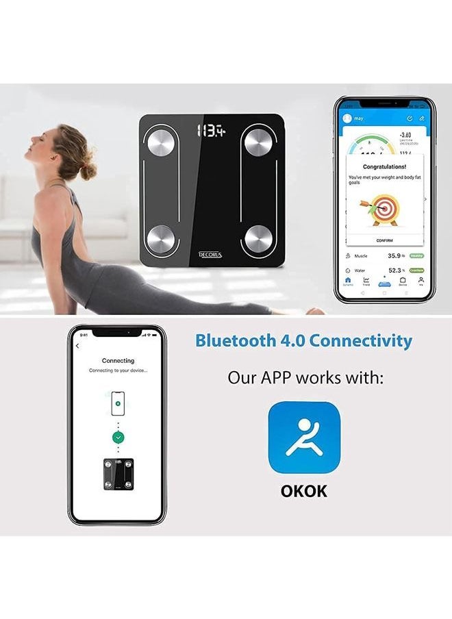Arabest - Bluetooth Body Fat Scale, Smart LCD Health Wireless Bathroom Weight Scale, Body Composition Analyzer with Smartphone App for 14 Key Body Indicators(BMI/Weight/Body Fat/Resting Heart Rate/Water) - Image 1