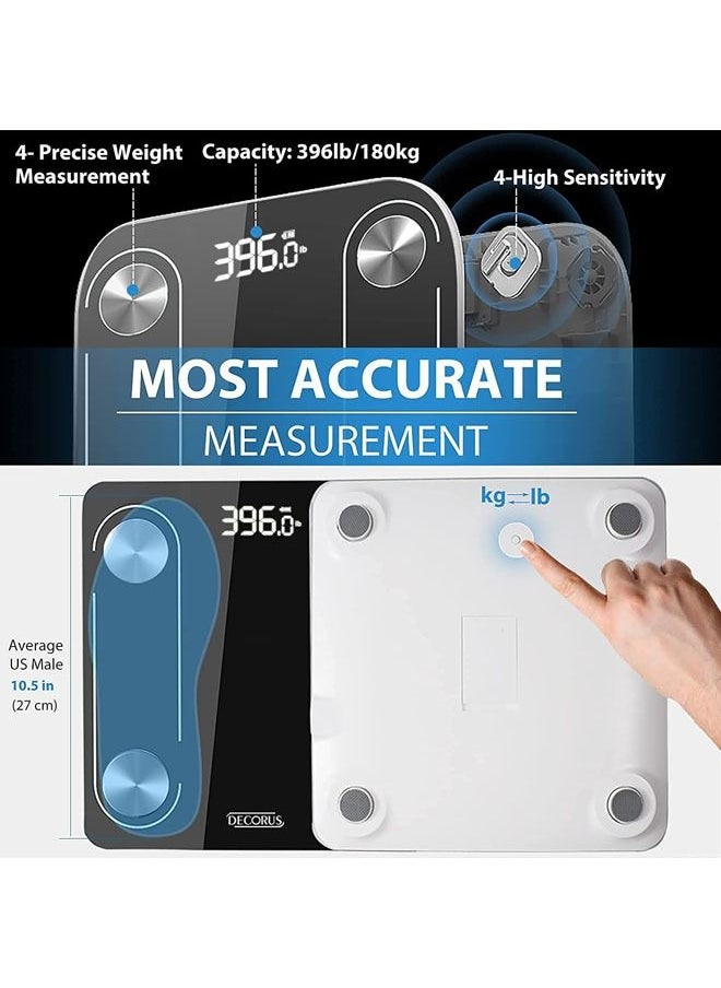 Arabest - Bluetooth Body Fat Scale, Smart LCD Health Wireless Bathroom Weight Scale, Body Composition Analyzer with Smartphone App for 14 Key Body Indicators(BMI/Weight/Body Fat/Resting Heart Rate/Water) - Image 1